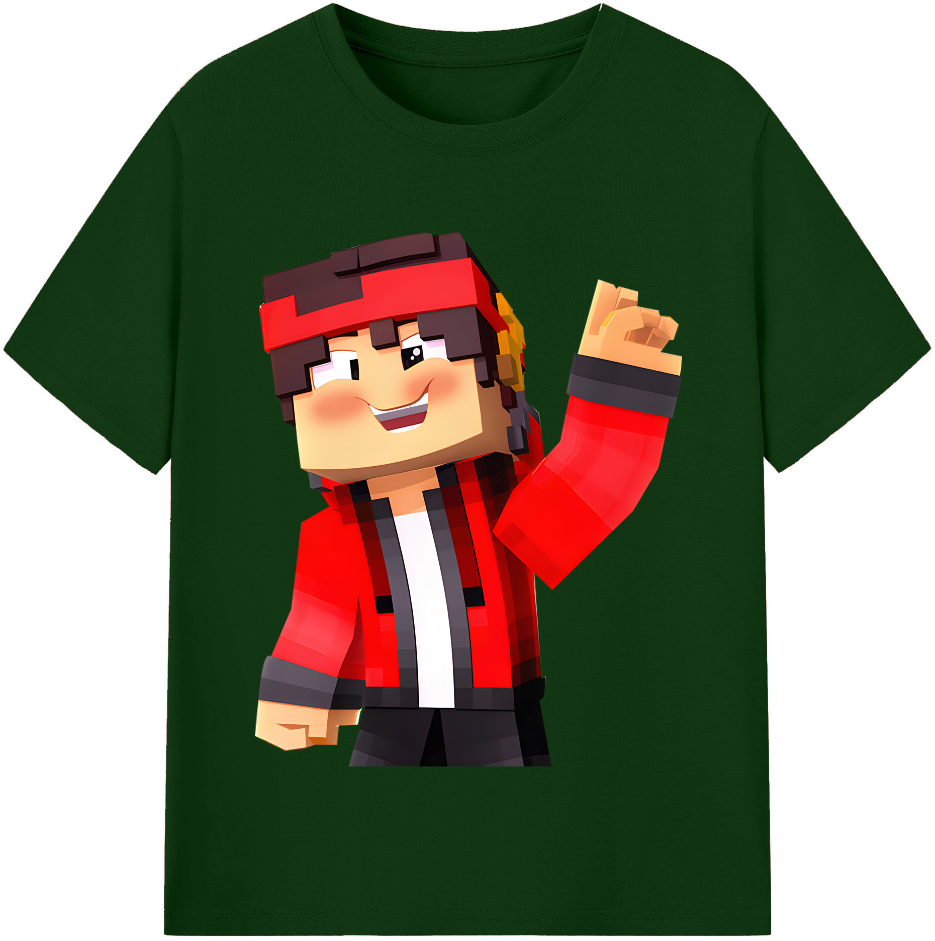 （画像用） マインクラフト ブロックの世界 Minecraft MC Block world 綿100％半袖Tシャツ（フロントプリント）
